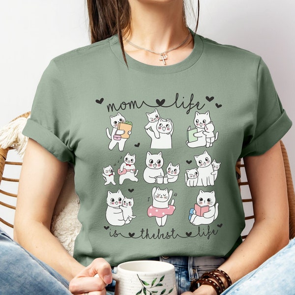 Mom Life Shirt, Cartoon Cat Sweater, Motherhood Shirt, Funny Cat Mama Sweater, Cat Lover Hoodie, Mama Crewneck, Mothers Day Gift Ideas