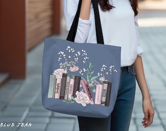 Personalized Favorite Books Tote Bag, Custom Book Tote Bag, Custom Bookshelf Tote, Book Lover Tote Bag, Bookish Tote Bag, Booktrovert Tote