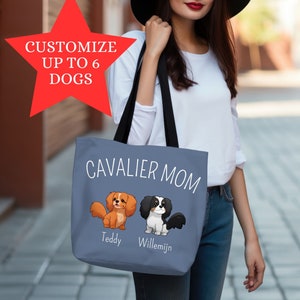 Sac fourre-tout personnalisé Cavalier King Charles Spaniel, cadeau de maman Cavalier personnalisé, cadeau Doglover, fourre-tout Cavalier personnalisé, anniversaire papa Cavalier