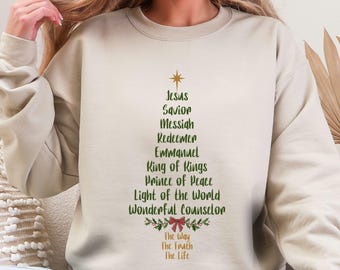 Kristen jultröja Jesus julgranströja semester trosbaserad hoodie mysig religiös vintertröja kristen presentidé