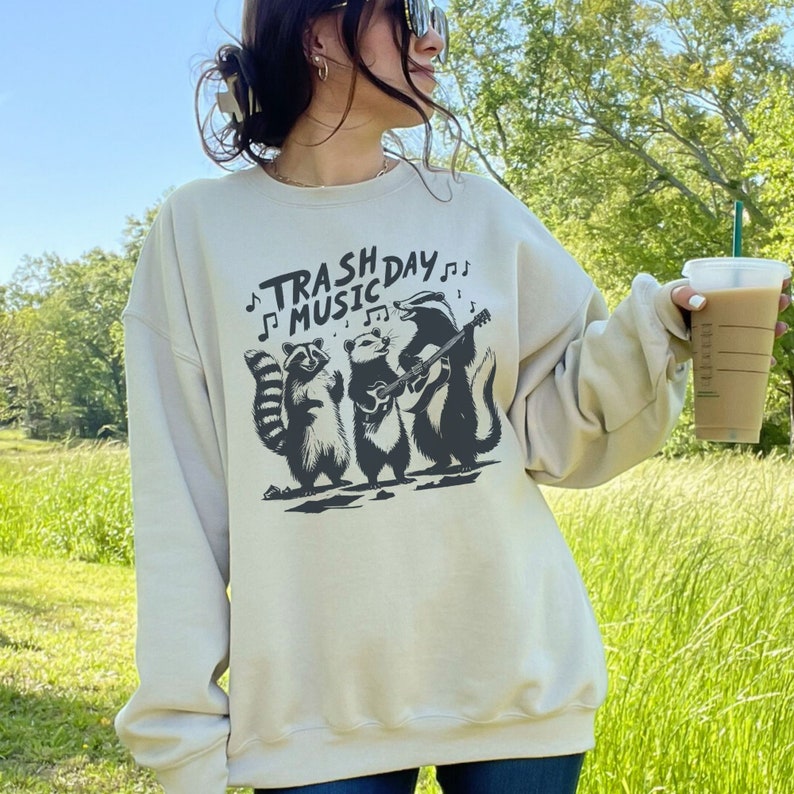 Trash Music Day Shirt, Funny Raccoon T Shirt, Weird T-Shirt, Silly Sweater-Shirt Gifted, Meme Tshirt, Trash Panda Shirt, Funny Opossum Shirt