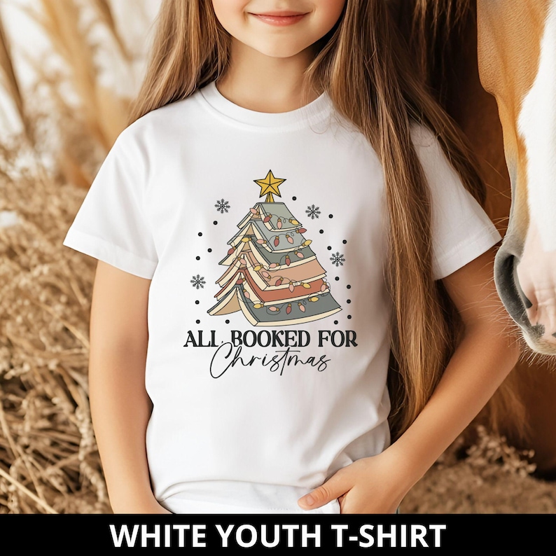 Christmas Book Tree Sweatshirt, All Booked for Christmas Shirt Gift for Librarian, Book Lover Xmas Hoodie, Holiday Bookish Merch, Bookworm image 6