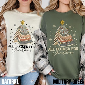 Christmas Book Tree Sweatshirt, All Booked for Christmas Shirt Gift for Librarian, Book Lover Xmas Hoodie, Holiday Bookish Merch, Bookworm image 5