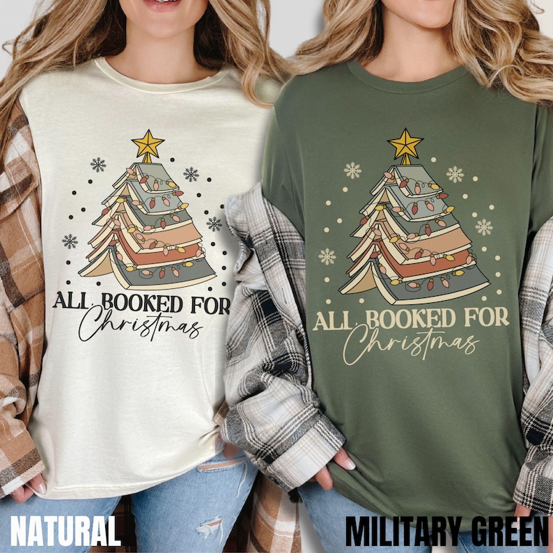 Christmas Book Tree Sweatshirt, All Booked for Christmas Shirt Gift for Librarian, Book Lover Xmas Hoodie, Holiday Bookish Merch, Bookworm image 5