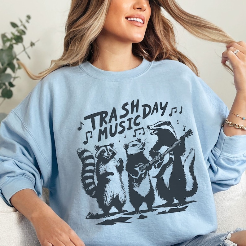 Trash Music Day Shirt, Funny Raccoon T Shirt, Weird T-Shirt, Silly Sweater-Shirt Gifted, Meme Tshirt, Trash Panda Shirt, Funny Opossum Shirt
