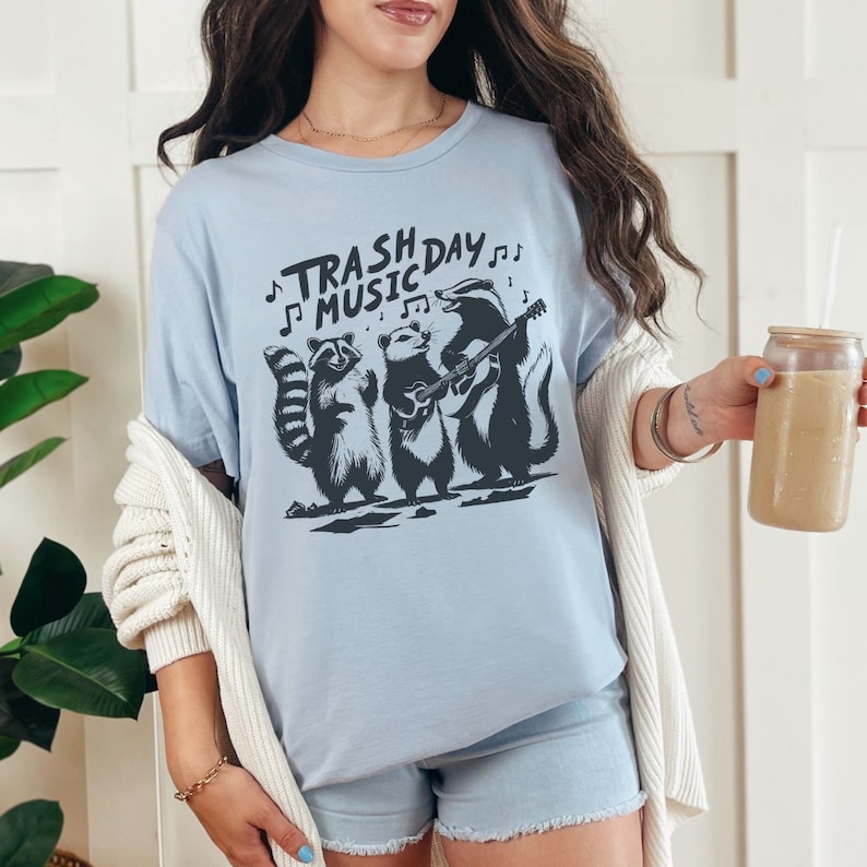 Trash Music Day Shirt, Funny Raccoon T Shirt, Weird T-Shirt, Silly Sweater-Shirt Gifted, Meme Tshirt, Trash Panda Shirt, Funny Opossum Shirt