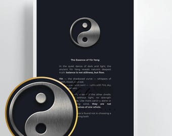 Minimalist Yin Yang Bundle PDF Instant Download, Taoist Symbol Art, Yoga Meditation Room Decor, Black & Silver Print Wall Art, Zen Gift Idea
