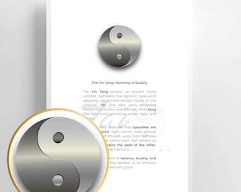 Yin Yang Minimalist PDF Instant Download | Metallic Taoist Symbol | Yoga Meditation Room Decor | Black & White Print Wall Art, Zen Gift Idea