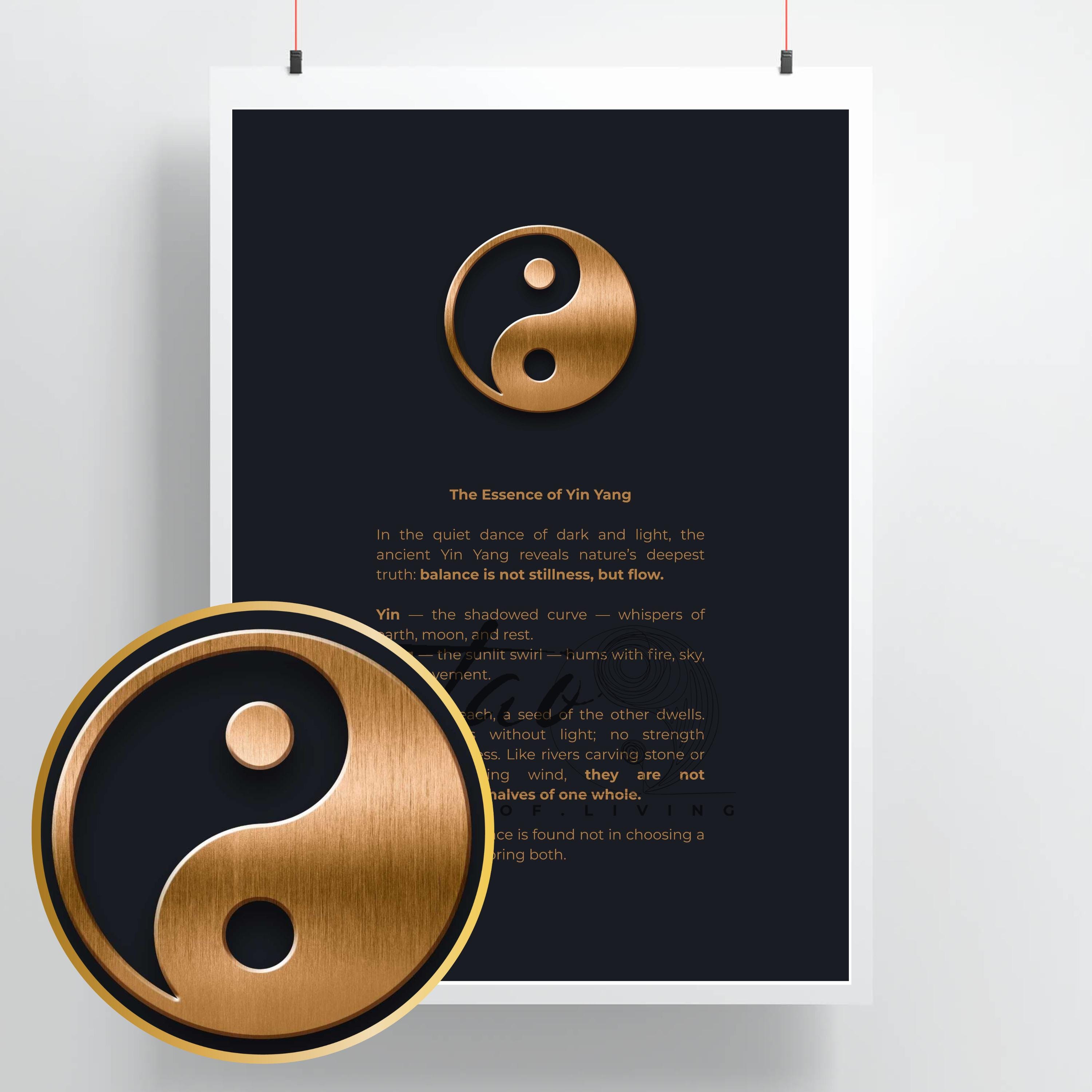 Yin Yang Tao Art Symbol PDF Bundle Instant Download, Minimalist Meditation Yoga Room Decor, Black & Gold Print Wall Art,Unique Zen Gift Idea