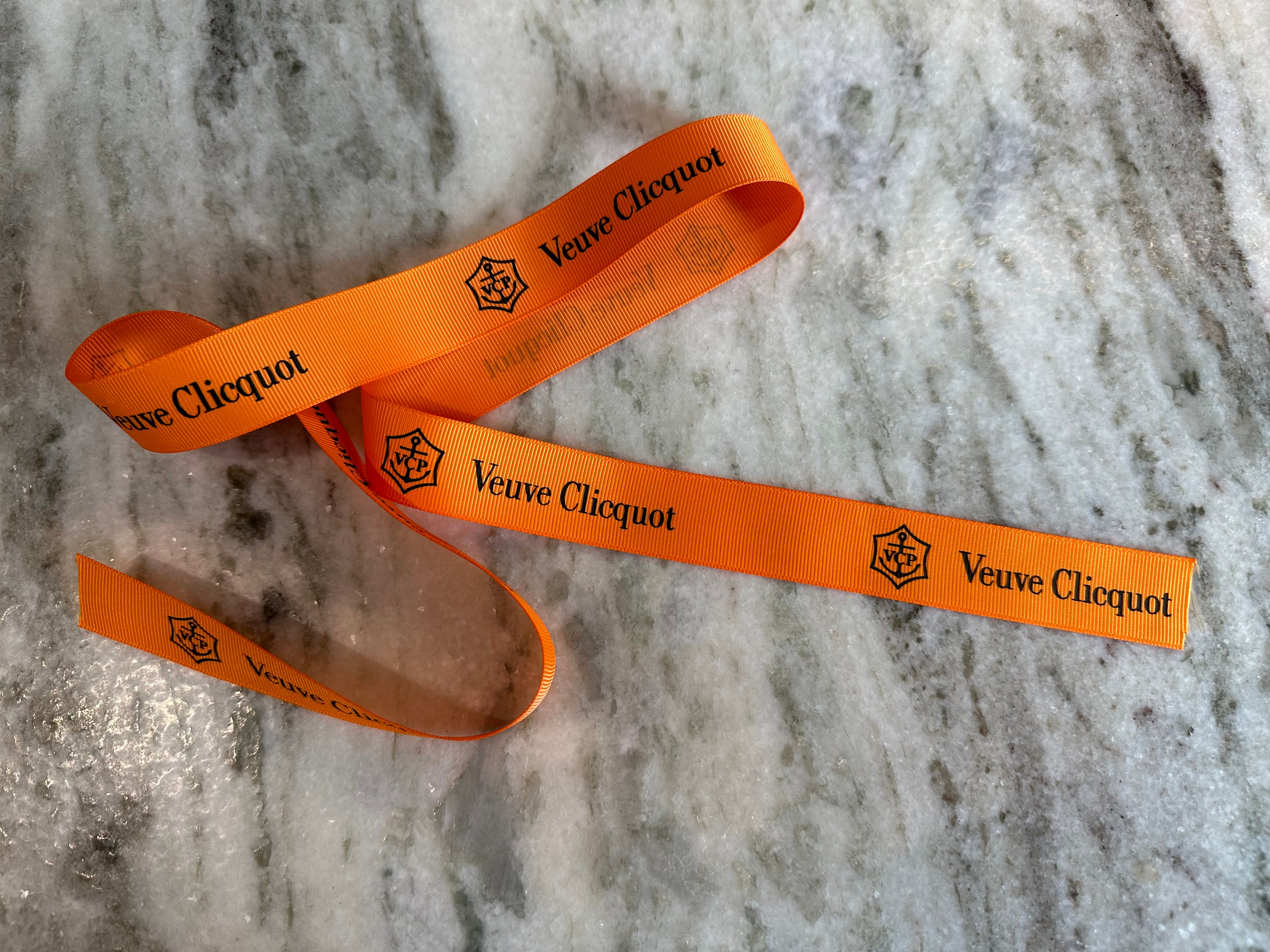 Veuve Clicquot Ribbon by the Yard Grosgrain Luxury Champagne Bottle Shower Decoration Yellow Label