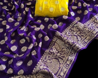 Saree buta doré pure viscose Zari