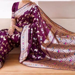 Heavy Banarasi Silk Saree,Bollywood Style Wedding Saree,Rich Pallu Saree