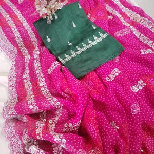 Heavy Georgette Bandhani Print Saree,Partywear Saree,Bandhani Saree,Gujarati Saree