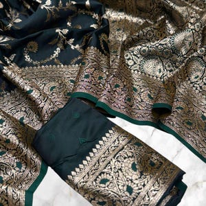 Dual-Tone Satin Silk Saree, Real Zari Weaving, Party Wear