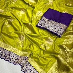 Pure Soft Heavy Dola Silk Saree,Indian Wedding Saree,Ethnic Wear Saree,Saree For USA