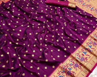 Paithani Silk Sari: Meenakari Peacock Pallu, Zari Weaving
