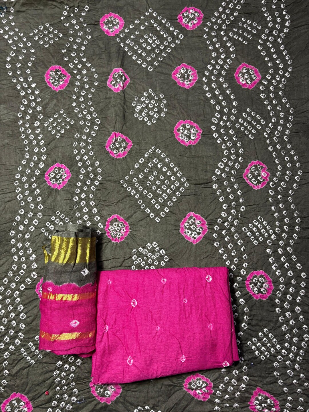 Handmade Bandhani Cotton Salwar Kameez: Tie-dye Dress Material - Etsy Israel