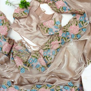 Buy Organza Tissue Saree Online In India,Fancy Embroidery Saree,Party Wear Saree