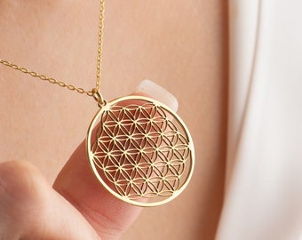 Sterling Silver Flower of Life Necklace, Sacred Geometry Pendant, Spiritual Necklace, Yoga Jewelry, Flower Necklace, Mothers Day Necklace