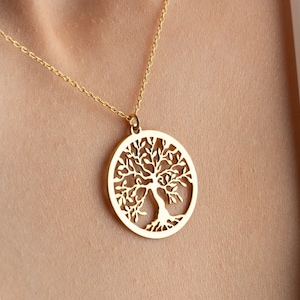 Tree of Life Charm Pendant in 14K Gold, Dainty Tree of Life Necklace, Family Tree Jewelry, Mom Grandma Gift, Nature Necklace, Gift For Mom