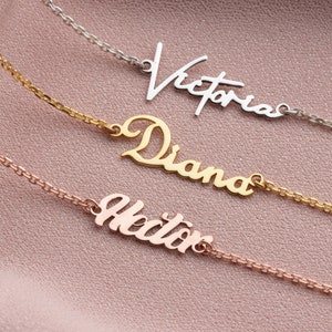 14K Solid Gold Name Bracelet, Custom Couple Name Bracelet, Name Jewelry, Nameplate Bracelet, Custom Name Bracelet, Name Bracelet For Mom