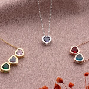 Personalized Birthstone Necklace for Mom, Heart Family Necklace, Custom Name Jewelry, Birthstone Jewelry, Mothers Day Gift,Family Birthstone