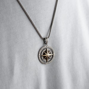 925K Silver Reversible Men Compass Necklace, Women Compass Necklace, Adventure Necklace, Journey Necklace, Unisex Necklace, Compass Pendant