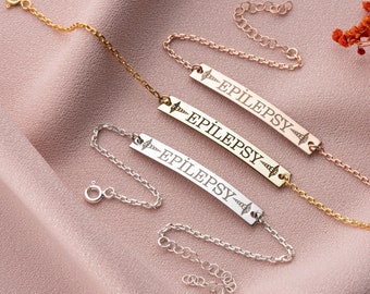 Pulsera de alerta médica de oro de 14 quilates, pulsera para Alzheimer, pulsera para diabetes, autismo, demencia, pulsera para diabéticos, pulsera de identificación médica, joyería médica