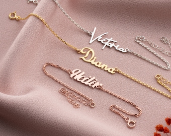 14K / 8K Gold Namen Armband, Benutzerdefinierte Paar Name Armband, Benutzerdefinierte Name Schmuck, Gold 8K Typenschild Armband, Benutzerdefinierte Name Armband, Geschenk für Mama