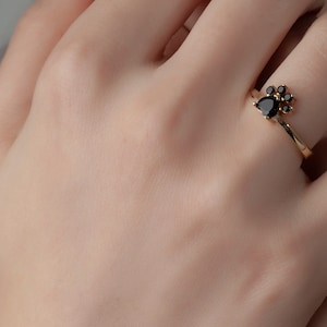 Anillo de oro de 14 quilates con huella de perro, ajustable, para mascotas, gato, ajustable, ideal para amantes de los perros, para mamás.