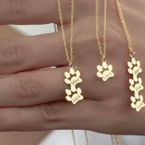 14k Gold Engraved Paw Name Necklace, Minimalist Paw Print Necklace, Tiny Paw Necklace, Pet Memorial Necklace, Pet Jewelry, Dog lover jewelry