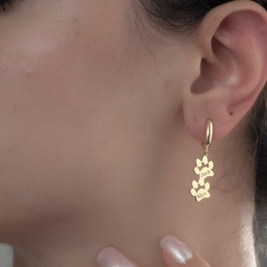 14K/8K Gold Dog Paw Print Earrings, Pet Paw Earrings, Sterling Silver Paw Print Earrings, Dog Earrings, Pet Lovers Jewelry, Gift For Dog Mom