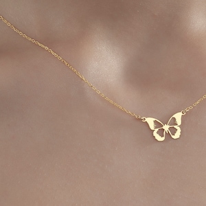 Butterfly Necklace in 14K Gold, Minimalist Gold Butterfly Pendant, Tiny Butterfly Necklace, Silver Butterfly Pendant,Minimalist Jewelry Gift