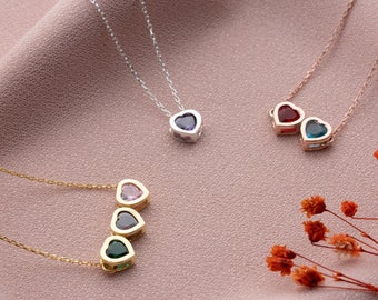 Silver Birthstone Necklace For Mom, Personalized Gold Birthstone Necklace, Mom Necklace, Kids Birthstone Necklace, Birthstone Family Jewelry