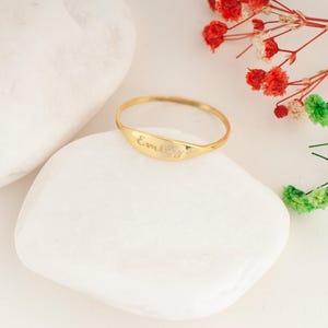 Stacking Minimalist Name Rings, Custom Gold Engraved Skinny Band Ring, Dainty Name Ring, Delicate Band Ring,Engraved Name Ring, Minimal Ring