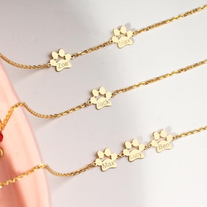 Gold Dog Name Bracelet, Dog/Cat Bracelet, Personalized Pet Bracelet, Dog Paw Bracelet, Pet Jewelry, Pet Lover Gift,Pet Bracelet Gift for Mom