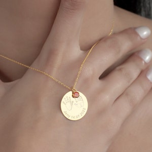 14K Gold Name Baby Handprint Necklace, Personalized Baby Keepsake Necklace, Baby Necklace, Newborn Baby Footprint Necklace,Gift For Mom Wife