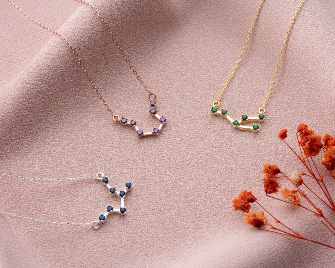 Handmade Zodiac Necklace, Aquarius Necklace, Zodiac Charms