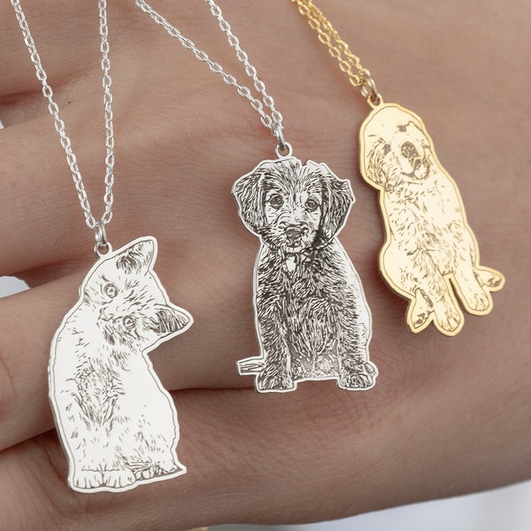 Custom Pet Portrait Necklace, Dog Photo Necklace, Personalized Pet Photo Necklace, Custom Cat Necklace, Pet Lover Gift, Dog Mom Necklace