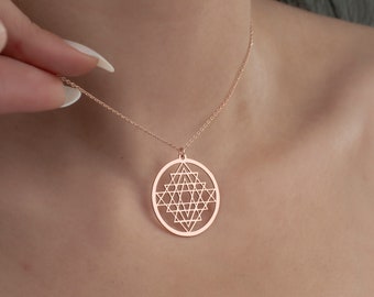 Sterling zilveren Sri Yantra ketting, Mandala sieraden, Talisman hanger, Shri Yantra hanger, heilige geometrie ketting, Metatron kubus hanger