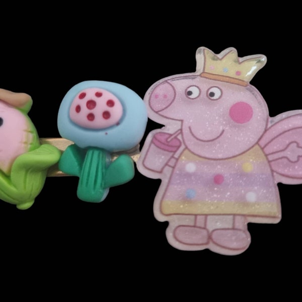 Peppa pig inspired clips, fruit and veg, flowers,  birthday, gift,  present, Christmas