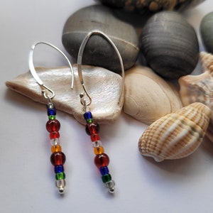 Sterling silver and bead drop earrings