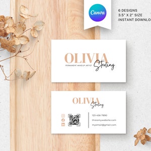 Printable QR Business Card Template, Business Card Template Contact, Instant Download, DIY Calling Card, Editable Card, Canva Template