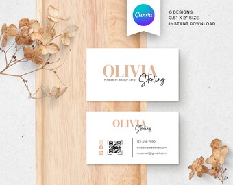 Printable QR Business Card Template, Editable DIY Calling Card (Canva)
