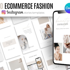 Szablony historii na Instagramie dla handlu elektronicznego, szablon Canva dla handlu elektronicznego, szablony mediów społecznościowych dla handlu elektronicznego, butik e-commerce, angażujący post na Instagramie