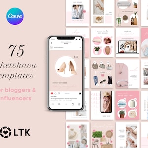 75 LTK Canva neutral templates | Liketoknowit collage | Pink LTK posts for Influencers & bloggers | Content creator templates | LTK Collage