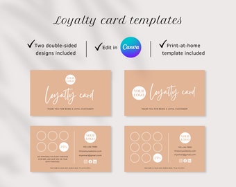 Loyalty card template, punch card, loyalty stamp card, beauty loyalty cards, editable template, lash tech cards, Reward Punch Card
