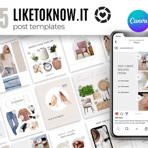 75 LTK Canva neutral templates | Liketoknowit collage | LTK posts for Influencers & bloggers | Content creator templates | LTK Collage