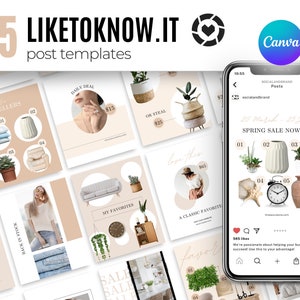 75 LTK Canva neutral templates | Liketoknowit collage | Warm LTK posts for Influencers & bloggers | Content creator templates | LTK Collage