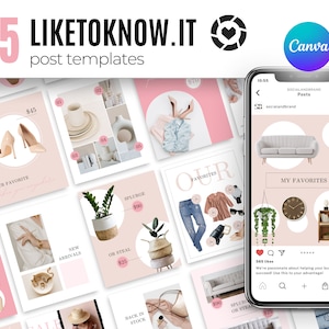 75 LTK Canva neutral templates | Liketoknowit collage | Pink LTK posts for Influencers & bloggers | Content creator templates | LTK Collage